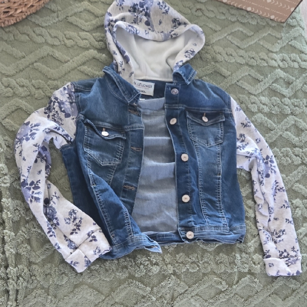 Wallflower Blue Jean Jacket with Floral Accents